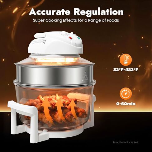 Air Fryer, 17L/17.96Qt, 360° Viewable, Infrared Convection Oven, Halogen Oven Countertop,Adjustable Temperature 32℉-482℉, Timer for Home Kitchen Family Gatherings in Saudi Arabia