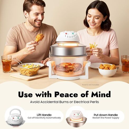 Air Fryer, 17L/17.96Qt, 360° Viewable, Infrared Convection Oven, Halogen Oven Countertop,Adjustable Temperature 32℉-482℉, Timer for Home Kitchen Family Gatherings in Saudi Arabia