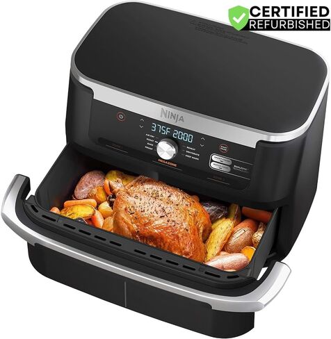 Ninja (مجددة) AD600CO Foodi مقلاة هوائية 7 في 1 DualZone FlexBasket مع حزمة MegaZone 11-qt مع حزمة حماية معززة لمدة عامين (متجددة) in Saudi Arabia