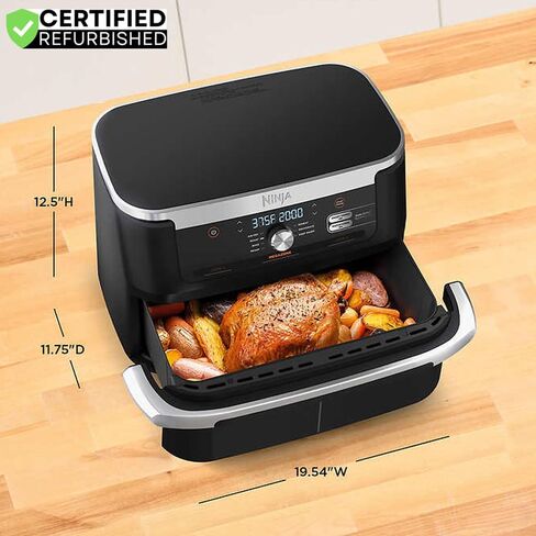 Ninja (مجددة) AD600CO Foodi مقلاة هوائية 7 في 1 DualZone FlexBasket مع حزمة MegaZone 11-qt مع حزمة حماية معززة لمدة عامين (متجددة) in Saudi Arabia