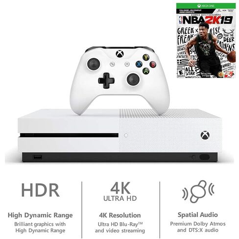 حزمة Xbox One S 1TB NBA 2K19: وحدة تحكم Xbox One S 1TB، لعبة NBA 2K19، تجربة Xbox Live Gold، وحدة تحكم Xbox اللاسلكية، اختر ملحقات الألعاب المفضلة in Saudi Arabia