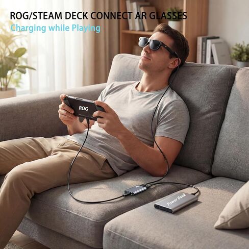 USB-C AR Glasses Adapter, 8K 30Hz/4K 144Hz, Power & Charge Sync | Compatible Xreal/Viture/RayNeo/Rokid AR Glasses,Steam Deck,ROG Ally,Switch 2,DJI RC 2,iPhone 15-17,Android,No Signal Lag in Saudi Arabia