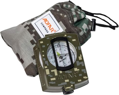 AOFAR Military Compass,AF-4580 Lensatic Sighting, Waterproof and Shakeproof with Map Measurer Distance Calculator, Pouch for Camping, Hiking in Saudi Arabia