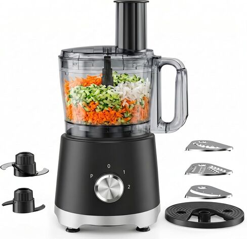 Electric Food Processor 10.5 Cup, Multi-Function Vegetable Chopper with French Fry Slicer, Dough Mixer, Easy to Clean, Secure Design, Stainless Steel, for Vegetables, Smoothie, Fruit in Saudi Arabia