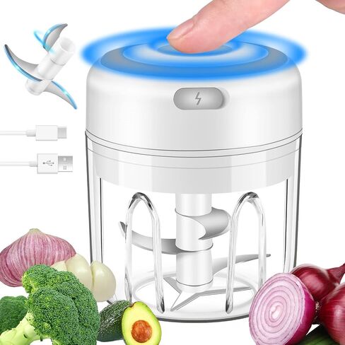 Electric Garlic Chopper, 30W Powerful Wireless Food Processor, 250ml Bowl in Saudi Arabia