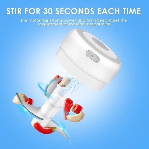 Electric Garlic Chopper, 30W Powerful Wireless Food Processor, 250ml Bowl in Saudi Arabia