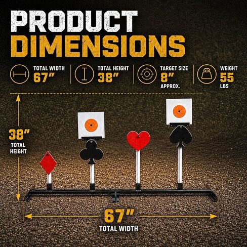 IRONFIELD AR500 Steel Targets for Shooting, Poker Shaped 8" Set with Stand in Saudi Arabia