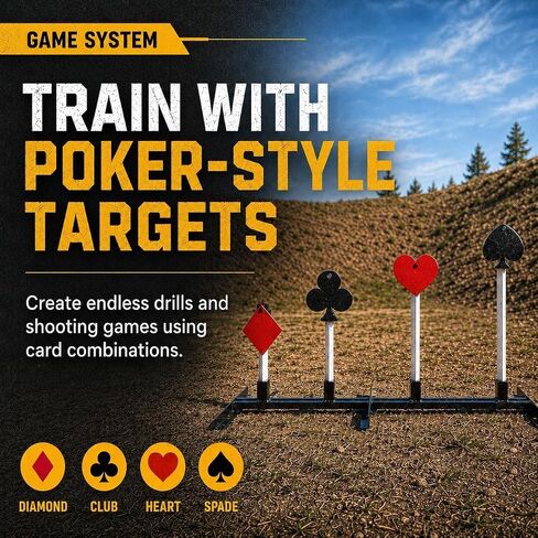 IRONFIELD AR500 Steel Targets for Shooting, Poker Shaped 8" Set with Stand in Saudi Arabia