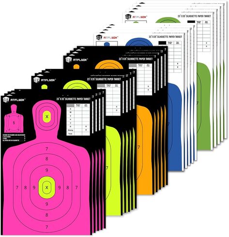 Atflbox 5-Color Silhouette Paper Target for The Range, 23X35 inch High Visibility Target Paper for Indoor and Outdoor Use, Suitable for Handguns, Pistols, Rifles, Airguns, Pellet BB Guns in Saudi Arabia