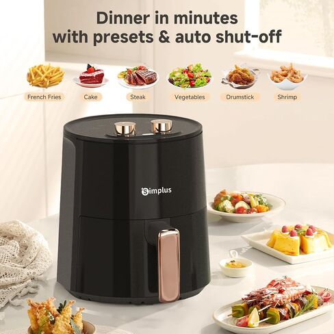 SIMPLUS 4.5QT Air Fryer, 1300W Adjustable Temperature Airfryer Oven, 6 Preset Cooking Options, 392°F Rapid Air Crisp Technology, Quick & Easy Meals in Minutes, Nonstick & Easy-Clean Basket, Black in Saudi Arabia