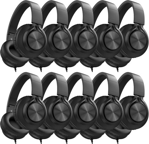 AILIHEN 10-Pack Kids Headphones with Microphone for Classroom, Black in Saudi Arabia