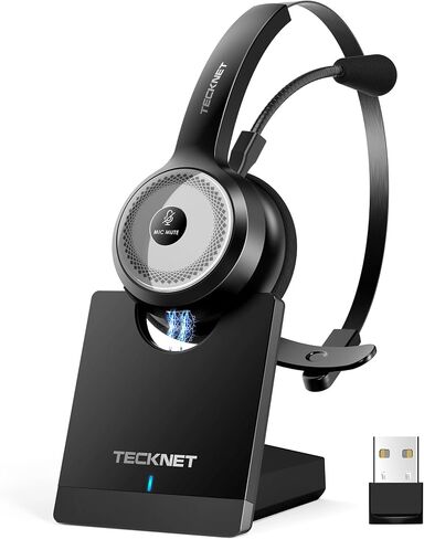TECKNET سماعة رأس لاسلكية للعمل سماعات بلوتوث مع ميكروفون USB دونجل in Saudi Arabia