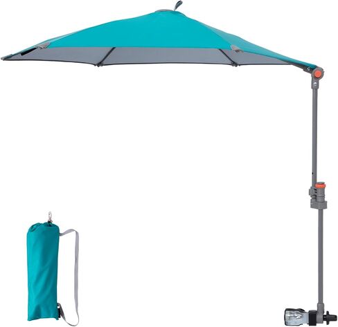 FUNDANGO Camping Chair Umbrella Adjustable with Clamp UPF 50+ (Cyan) in Saudi Arabia