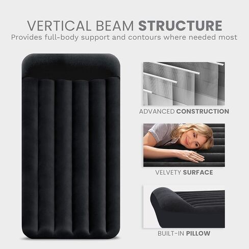Intex 64149ED Dura-Beam Standard Pillow Rest Air Mattress: Fiber-Tech - Queen Size - Built-in Electric Pump - 10in Bed Height - 600lb Weight Capacity in Saudi Arabia