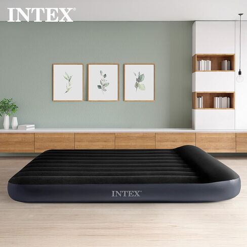 Intex 64149ED Dura-Beam Standard Pillow Rest Air Mattress: Fiber-Tech - Queen Size - Built-in Electric Pump - 10in Bed Height - 600lb Weight Capacity in Saudi Arabia