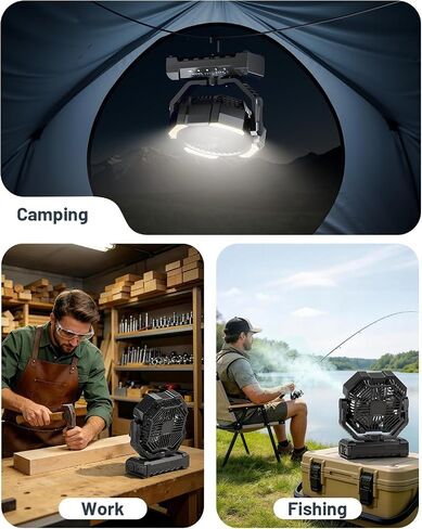 Misting Fan, Portable Camping Fans with 9oz Water Tank, 24000mAh Rechargeable Fan with 4 Speed, Battery Powered Fans with 120H Cooling, Last 5H Mist, 2 Mist Modes, Light, Outsides/Summer Essential in Saudi Arabia