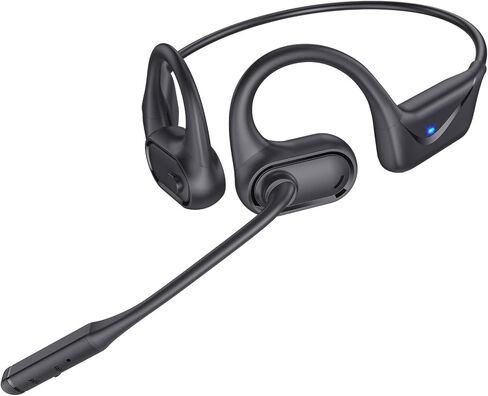 Open Ear Headphones with Mic, 29g Bluetooth Headset, Air Conduction Headphones with Dual Device Connection & Mute, Wireless Headset with Mic for Work, Driving, Office, Workout, Black in Saudi Arabia