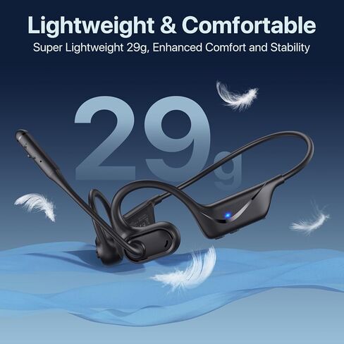 Open Ear Headphones with Mic, 29g Bluetooth Headset, Air Conduction Headphones with Dual Device Connection & Mute, Wireless Headset with Mic for Work, Driving, Office, Workout, Black in Saudi Arabia