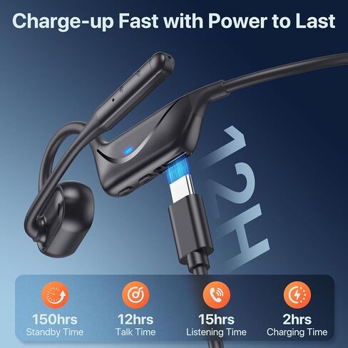 Open Ear Headphones with Mic, 29g Bluetooth Headset, Air Conduction Headphones with Dual Device Connection & Mute, Wireless Headset with Mic for Work, Driving, Office, Workout, Black in Saudi Arabia