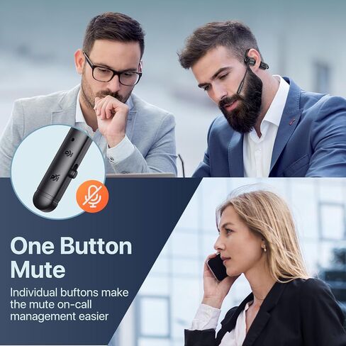 Open Ear Headphones with Mic, 29g Bluetooth Headset, Air Conduction Headphones with Dual Device Connection & Mute, Wireless Headset with Mic for Work, Driving, Office, Workout, Black in Saudi Arabia