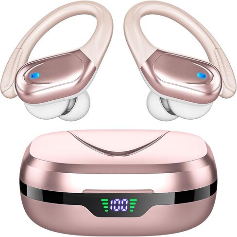 HAOYUYAN Sports Bluetooth Headphones, 80Hrs Playtime Wireless Earbuds with LED Power Display, IPX7 Waterproof Earphones for Workout/Running, Noise Canceling Headset Ear Buds in Saudi Arabia