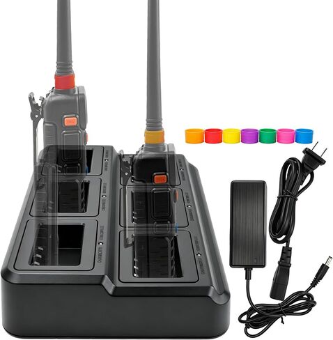 BAOFENG UV-5R Six Way Charger: 6 Slot Multi Unit Battery Charging Station for UV-5R 8W BF-F8HP GT-5R UV-5R+ - Desktop Radio Charger Dock Space Saving for Team Warehouse Emergency Use in Saudi Arabia