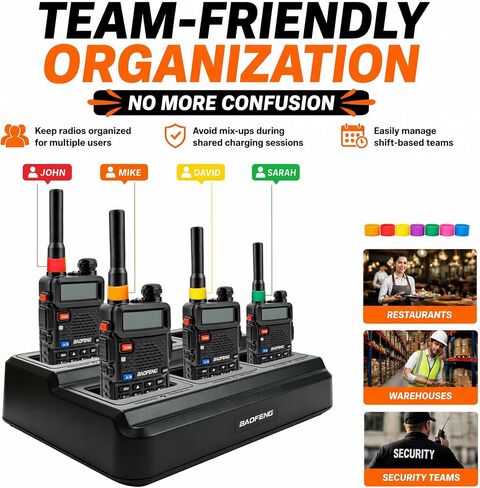 BAOFENG UV-5R Six Way Charger: 6 Slot Multi Unit Battery Charging Station for UV-5R 8W BF-F8HP GT-5R UV-5R+ - Desktop Radio Charger Dock Space Saving for Team Warehouse Emergency Use in Saudi Arabia