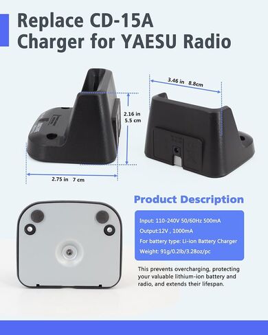 CD-15A Desktop Charger for YAESU VX-5R/6R/7R & FNB-58/FNB-80 Battery in Saudi Arabia