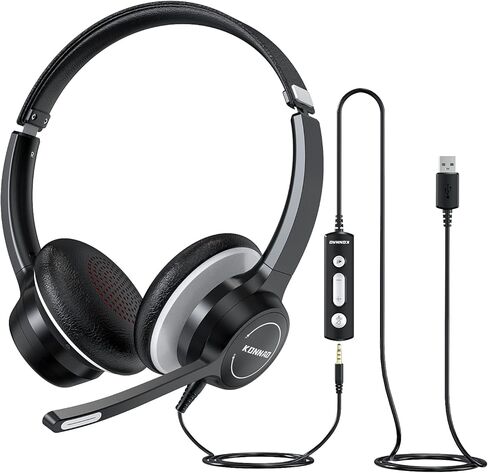 USB Headset with Microphone, 3.5mm Wired Computer Headsets with Noise Cancelling Microphone, Stereo Headphones with MIC for PC, in Line Controls, Work Headset for Skype Zoom Tablet Laptop in Saudi Arabia