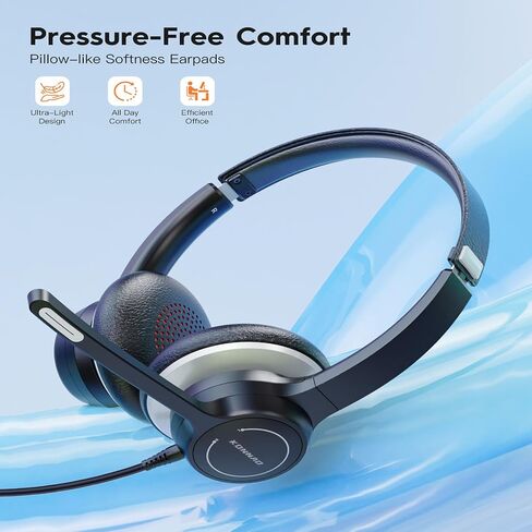 USB Headset with Microphone, 3.5mm Wired Computer Headsets with Noise Cancelling Microphone, Stereo Headphones with MIC for PC, in Line Controls, Work Headset for Skype Zoom Tablet Laptop in Saudi Arabia