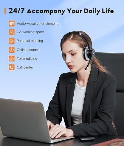 USB Headset with Microphone, 3.5mm Wired Computer Headsets with Noise Cancelling Microphone, Stereo Headphones with MIC for PC, in Line Controls, Work Headset for Skype Zoom Tablet Laptop in Saudi Arabia