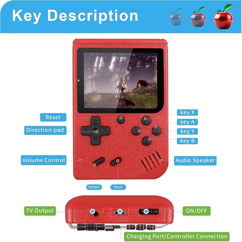 Handheld Game Console,Portable Gaming System with 400+ Classic Games,3.0" LCD Screen,Retro Game Console Support TV Connection & 2 Players for Kids Adults in Saudi Arabia
