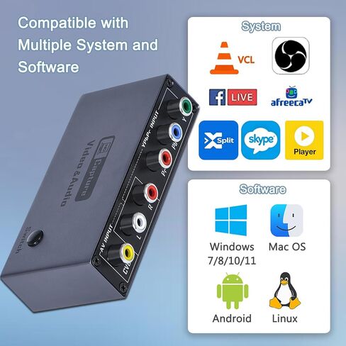 VHS VCR RCA إلى محول رقمي، مكون AV YPbPr لالتقاط فيديو USB in Saudi Arabia