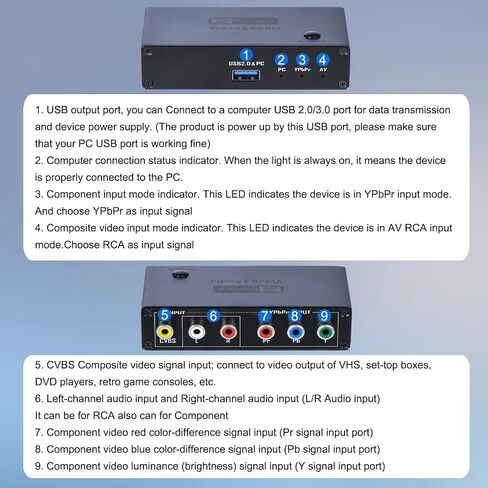 VHS VCR RCA إلى محول رقمي، مكون AV YPbPr لالتقاط فيديو USB in Saudi Arabia
