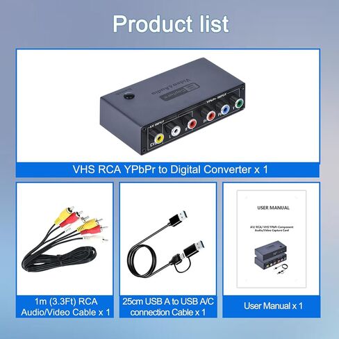 VHS VCR RCA إلى محول رقمي، مكون AV YPbPr لالتقاط فيديو USB in Saudi Arabia