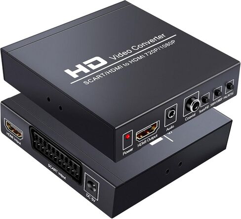 GRACETOP SCART to HDMI Conver, 1080P Scart Converter Video Audio Box, HD Video Converter with PAL/NTSC Video Scaler, 1080P/720P, 3.5mm Coaxial Audio Out for TV and DVD Player in Saudi Arabia