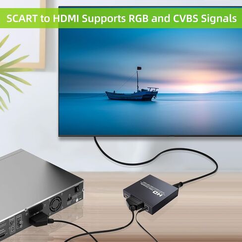 GRACETOP SCART to HDMI Conver, 1080P Scart Converter Video Audio Box, HD Video Converter with PAL/NTSC Video Scaler, 1080P/720P, 3.5mm Coaxial Audio Out for TV and DVD Player in Saudi Arabia
