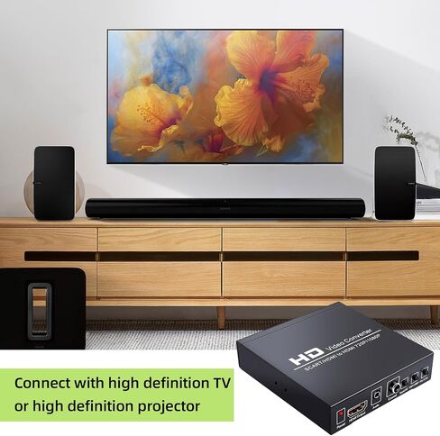 GRACETOP SCART to HDMI Conver, 1080P Scart Converter Video Audio Box, HD Video Converter with PAL/NTSC Video Scaler, 1080P/720P, 3.5mm Coaxial Audio Out for TV and DVD Player in Saudi Arabia