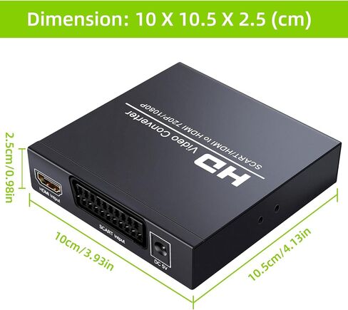 GRACETOP SCART to HDMI Conver, 1080P Scart Converter Video Audio Box, HD Video Converter with PAL/NTSC Video Scaler, 1080P/720P, 3.5mm Coaxial Audio Out for TV and DVD Player in Saudi Arabia