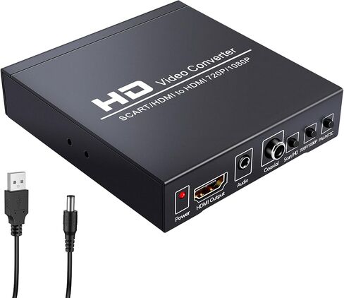 GRACETOP SCART to HDMI Conver, 1080P Scart Converter Video Audio Box, HD Video Converter with PAL/NTSC Video Scaler, 1080P/720P, 3.5mm Coaxial Audio Out for TV and DVD Player in Saudi Arabia