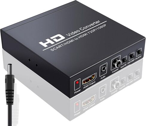 GRACETOP SCART to HDMI Conver, 1080P Scart Converter Video Audio Box, HD Video Converter with PAL/NTSC Video Scaler, 1080P/720P, 3.5mm Coaxial Audio Out for TV and DVD Player in Saudi Arabia