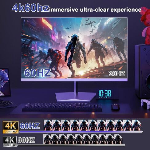 منفذ عرض إلى موزع HDMI مزدوج 1 في 2 مخرج، 4K 60 هرتز DP 1.4 إلى منفذ محول HDMI 2.0 مزدوج، لشاشة الكمبيوتر المحمول MST/SST/توسيع/نسخ العرض (Mac OS Mirror فقط) in Saudi Arabia