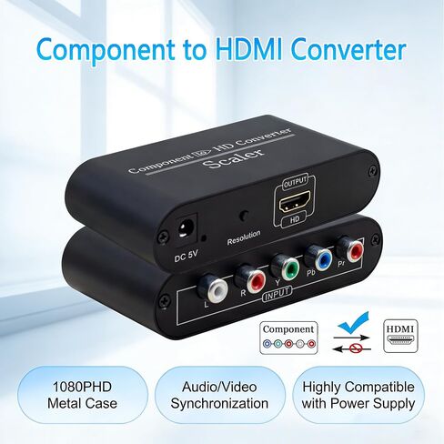 Component to HDMI Converter YPbPr RGB 5RCA to HDMI Adapter for PS2 DVD Xbox in Saudi Arabia