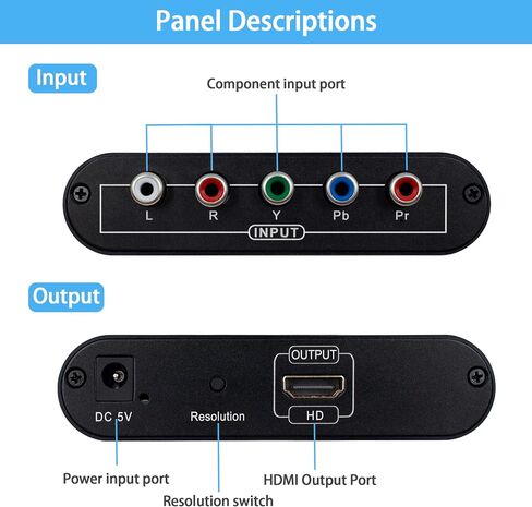 Component to HDMI Converter YPbPr RGB 5RCA to HDMI Adapter for PS2 DVD Xbox in Saudi Arabia