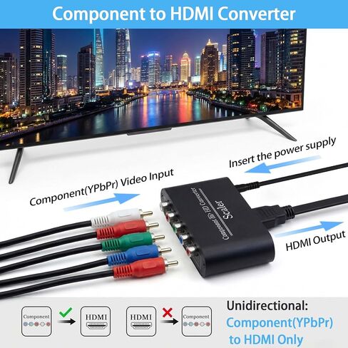 Component to HDMI Converter YPbPr RGB 5RCA to HDMI Adapter for PS2 DVD Xbox in Saudi Arabia