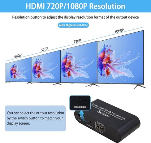 Component to HDMI Converter YPbPr RGB 5RCA to HDMI Adapter for PS2 DVD Xbox in Saudi Arabia