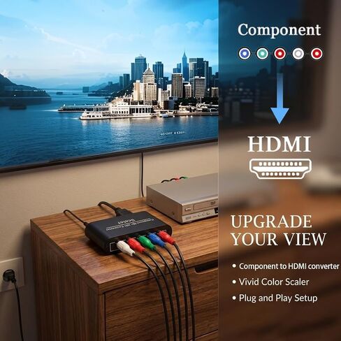 Component to HDMI Converter YPbPr RGB 5RCA to HDMI Adapter for PS2 DVD Xbox in Saudi Arabia