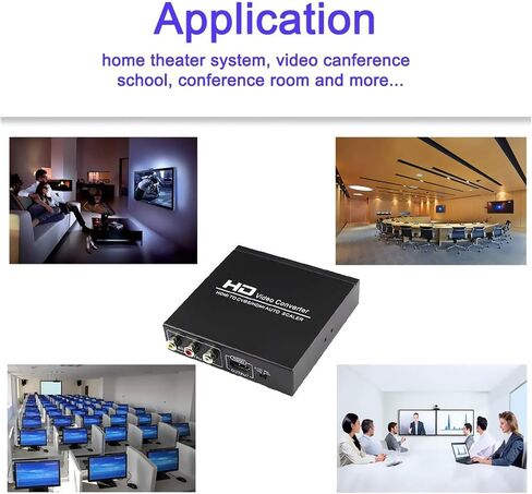 Wonlyus HDMI to HDMI and RCA Converter, 1080P HDMI to AV 3RCA CVBs Composite Video 3.5mm Aux Audio Adapter Supports PAL/NTSC for TV Stick PS3 PC Laptop Xbox HDTV DVD (Black in Saudi Arabia