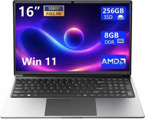 Laptop 16-inch 8GB DDR 256GB SSD portable laptop computer, expandable to 1TB, AMD A9-9400 Radeon R5 CPU up to 3.2 GHz, 9000mAh battery, Numeric Keypad, USB 3.0, dual-band WiFi, webcam, slim laptops in Saudi Arabia