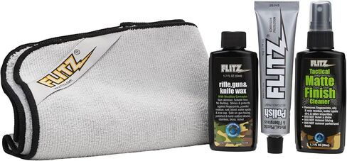 Flitz Gun & Knife Care Kit - USA-Made All-in-One Knife Cleaner & Polishing Tools - Includes 1.76oz Polish, 1.76oz Wax, 1.7oz Matte Finish Cleaner, & Microfiber Cloth - Gun Cleaning Kit in Saudi Arabia